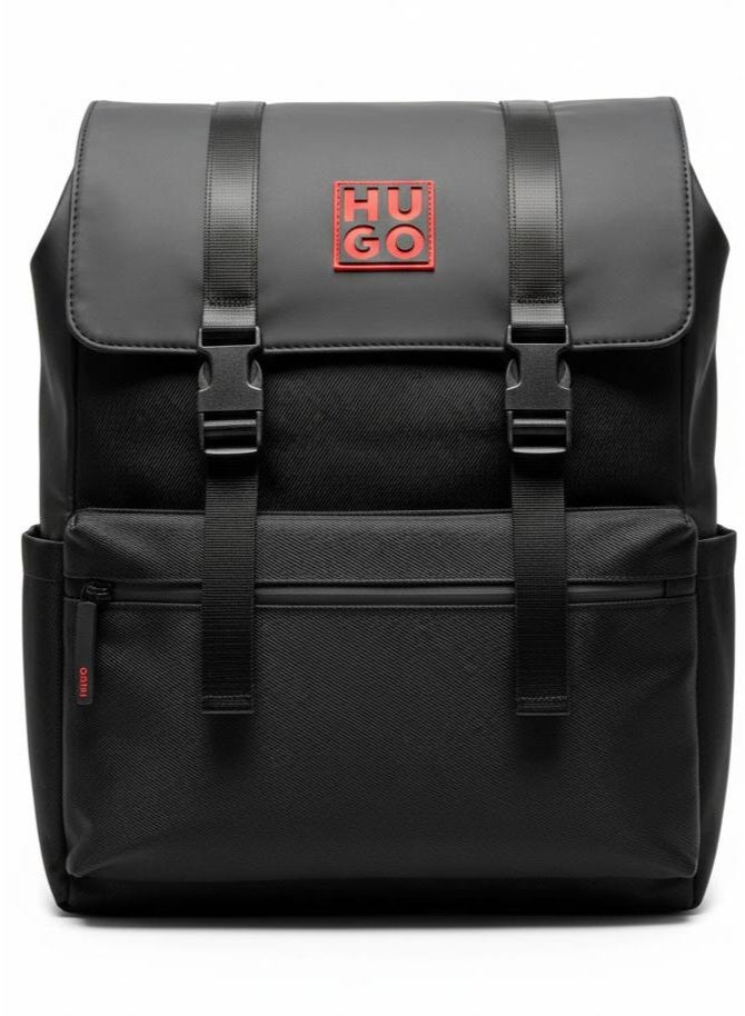 Water-resistant backpack with a modern design and durable material, large capacity and multiple pockets - Black